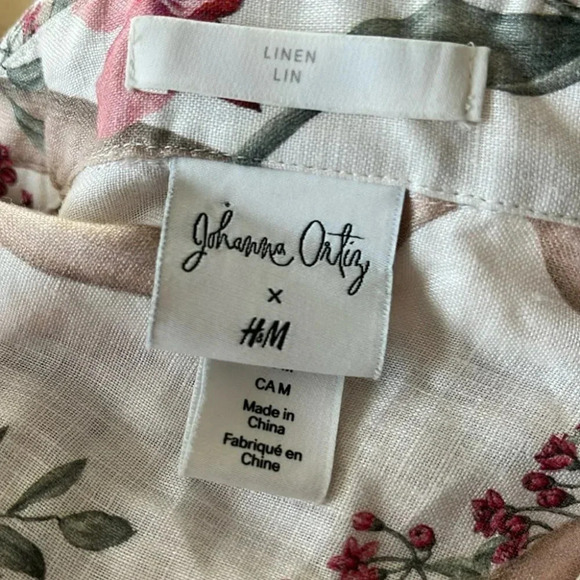 [M]Johanne Ortiz xH&M Designer White Orchid Linen Button Down L/S Shirt Dress - Picture 14 of 16